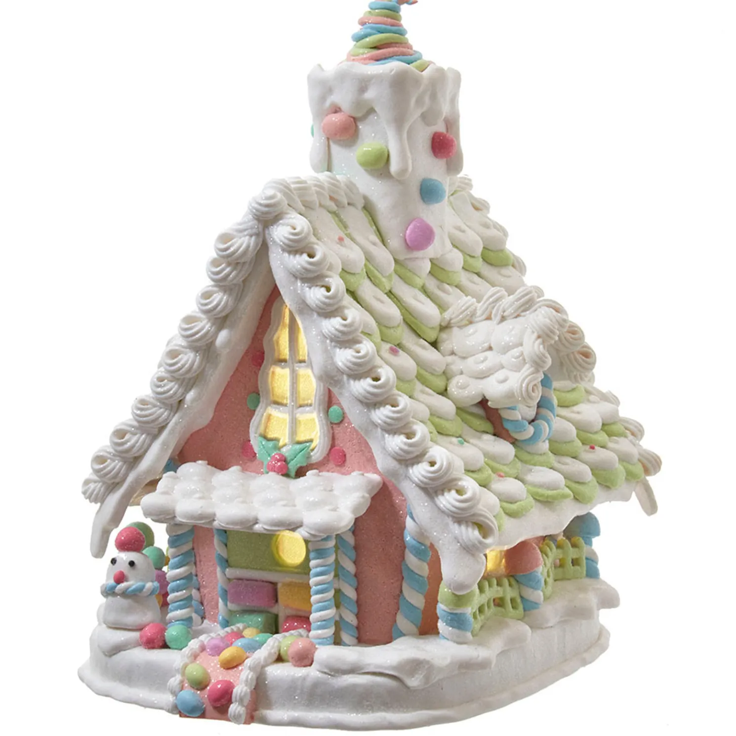 12.5" Battery-Operated LED Lighted Pastel Gingerbread Christmas House JEL1104