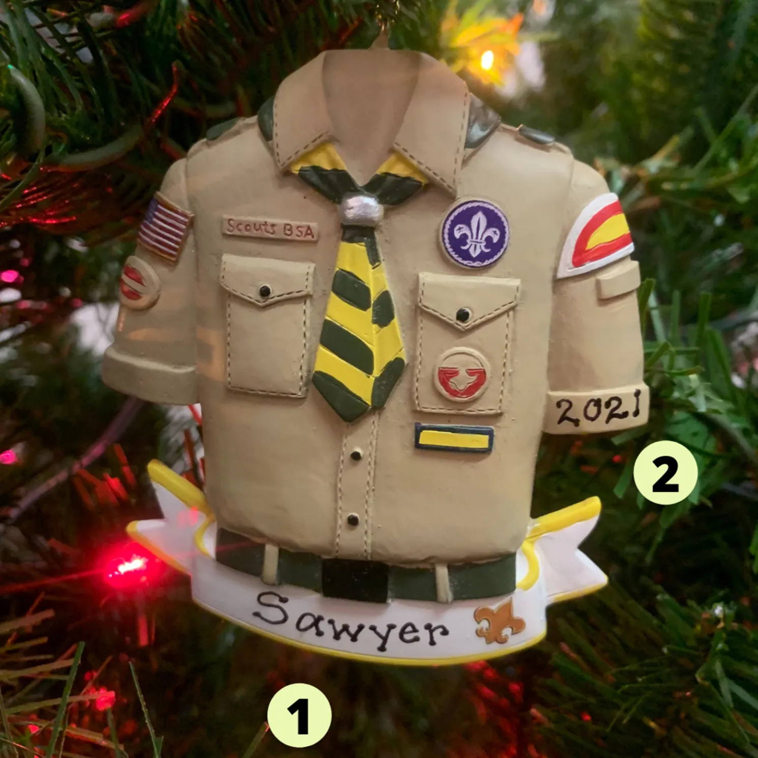 3.5" Boy Scout Shirt Personalized Christmas Ornament BS2202B