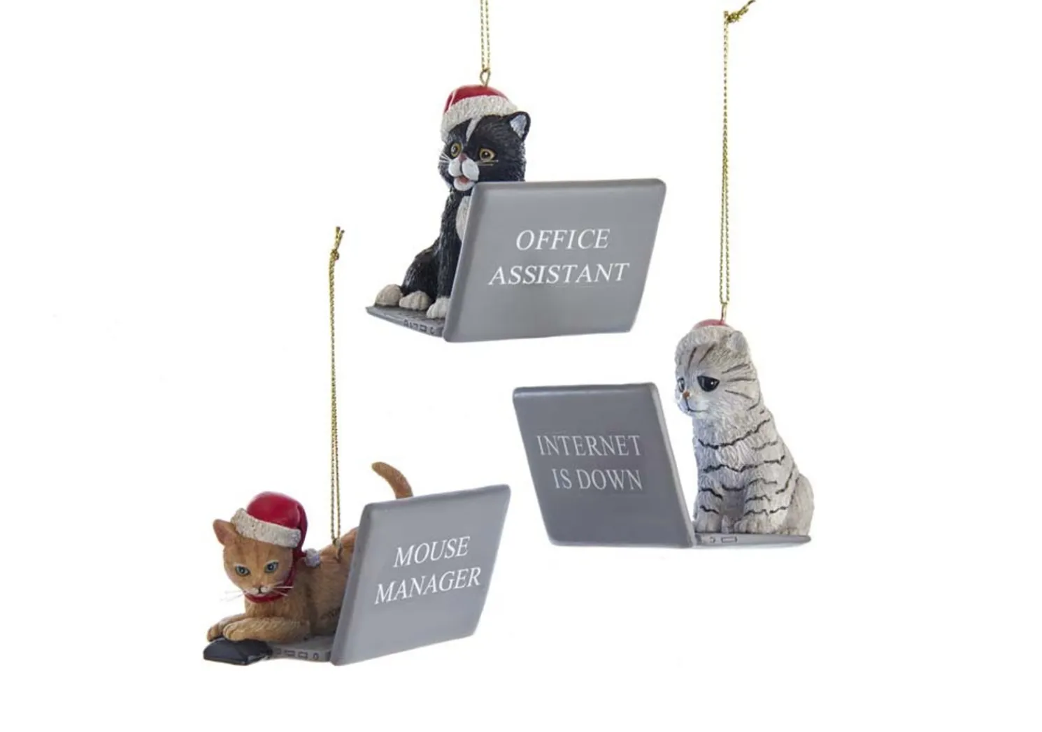 3.25" Computer Cat With Santa Hat Christmas Ornament E0600