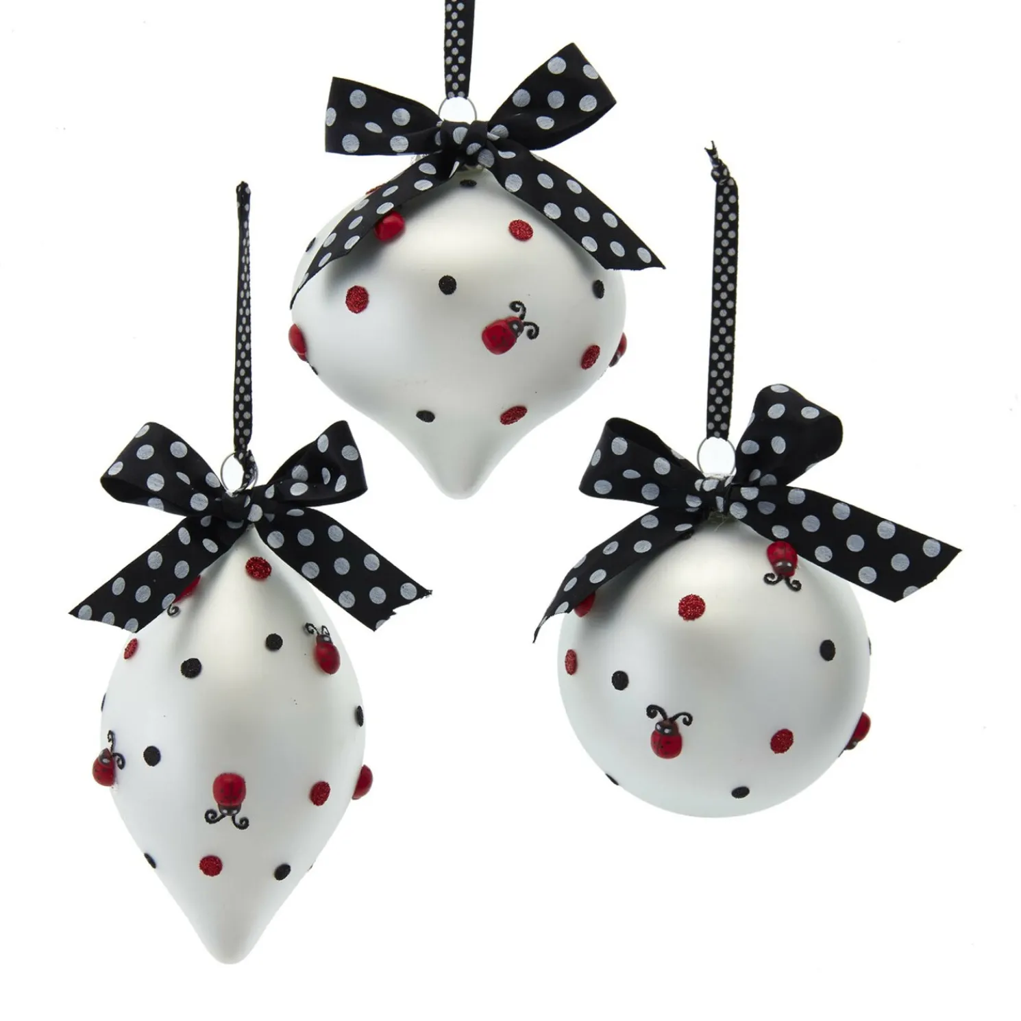 5" Ladybug Ball Glass Christmas Ornament T3001