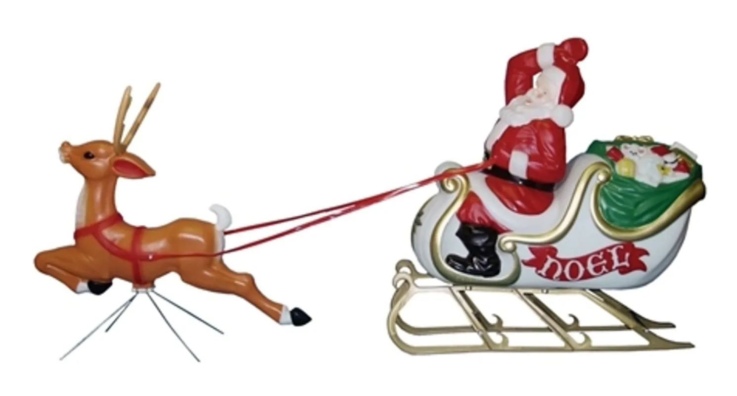 72" Large Santa with Sleigh and Reindeer Blow Mold C6480