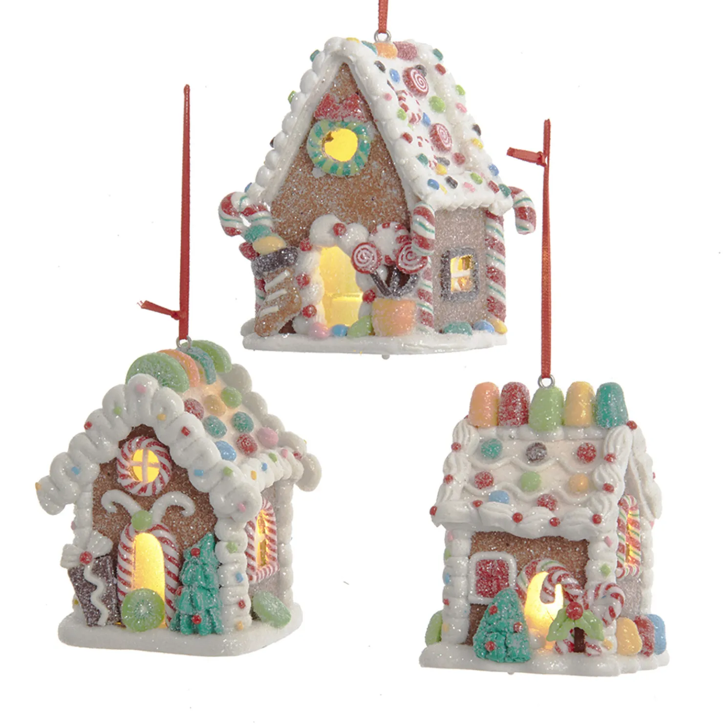 3.75" LED Lighted Claydough Candy Gingerbread House Christmas Ornament D4043