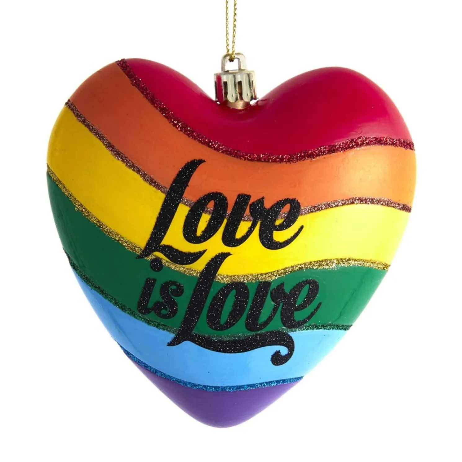 4.5" Love Is Love Rainbow Heart Pride Christmas Ornament H7549