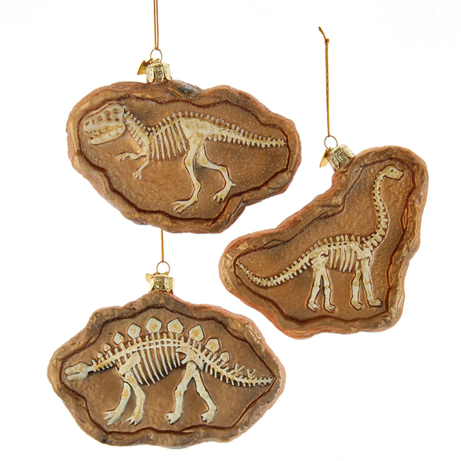 4.75" Noble Gems Dinosaur Fossil Glass Christmas Ornament NB1726