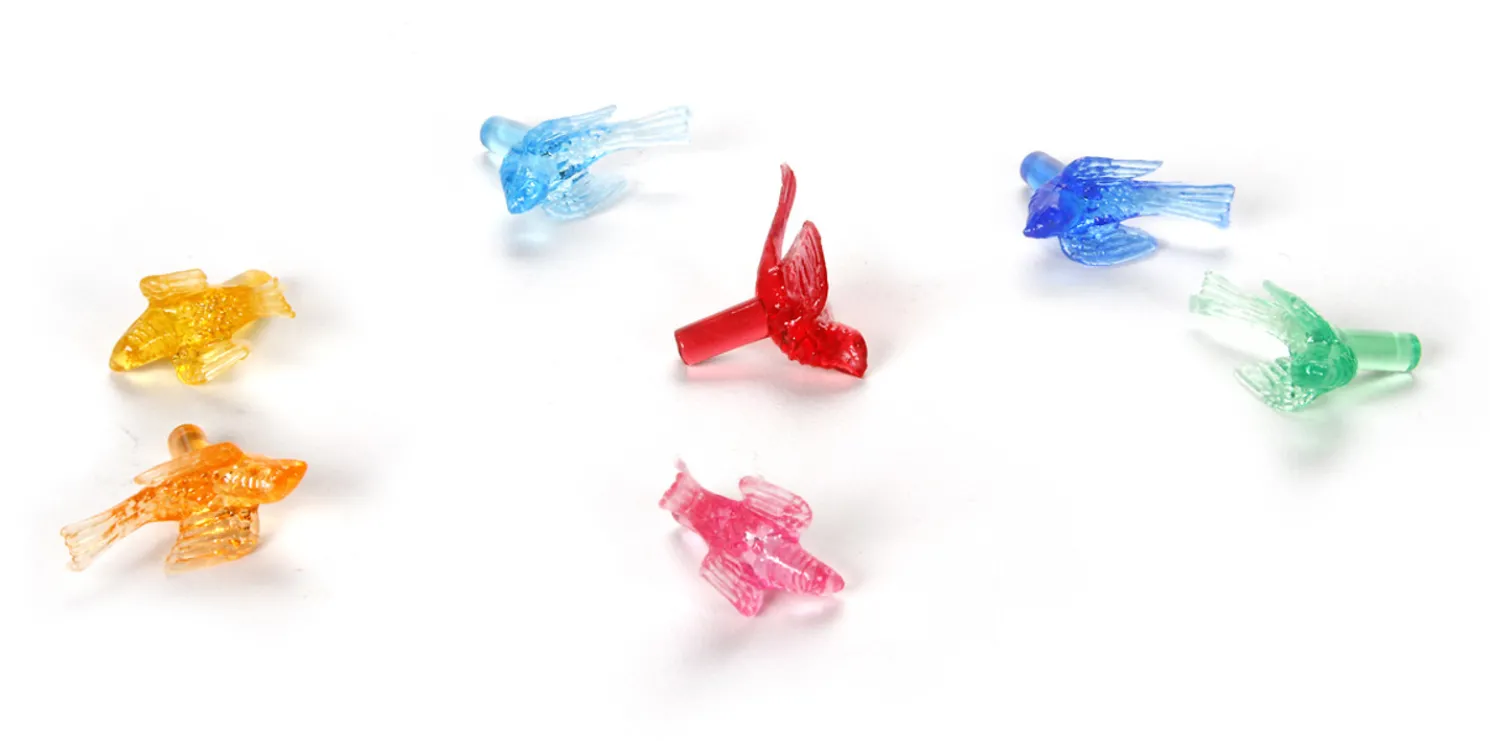 100 Pack 1" Multi Color Ceramic Tree Plastic Replacement Bird Bulbs P0664