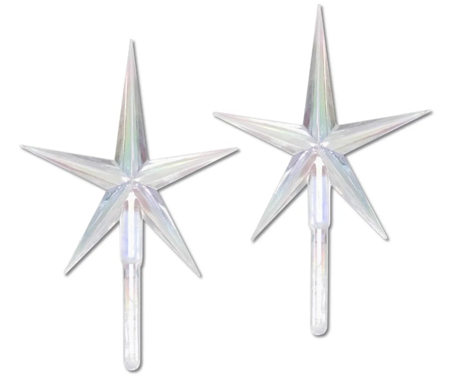 2 Pack Large Clear Iridescent Ceramic Tree Plastic Replacement Star P0679