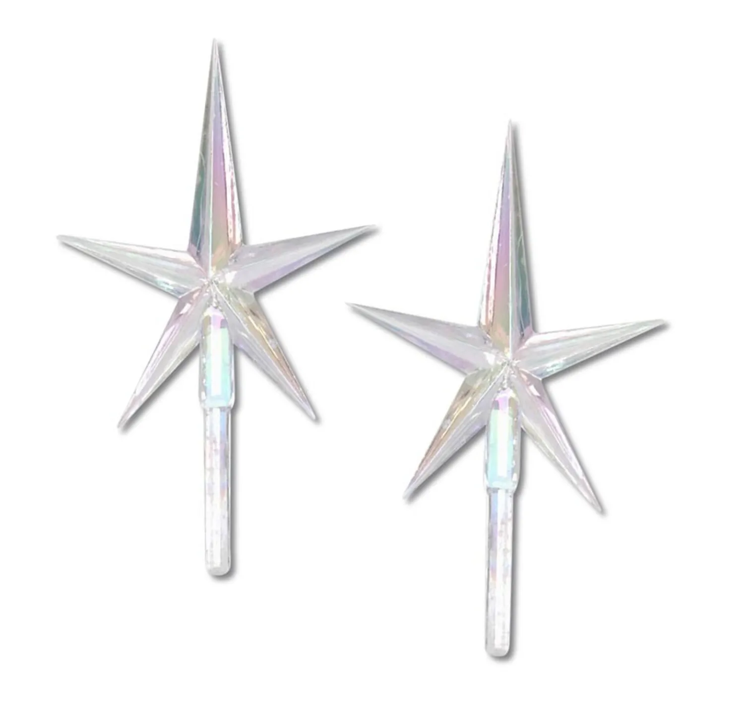 2 Pack Small Clear Iridescent Ceramic Tree Plastic Replacement Star P0678