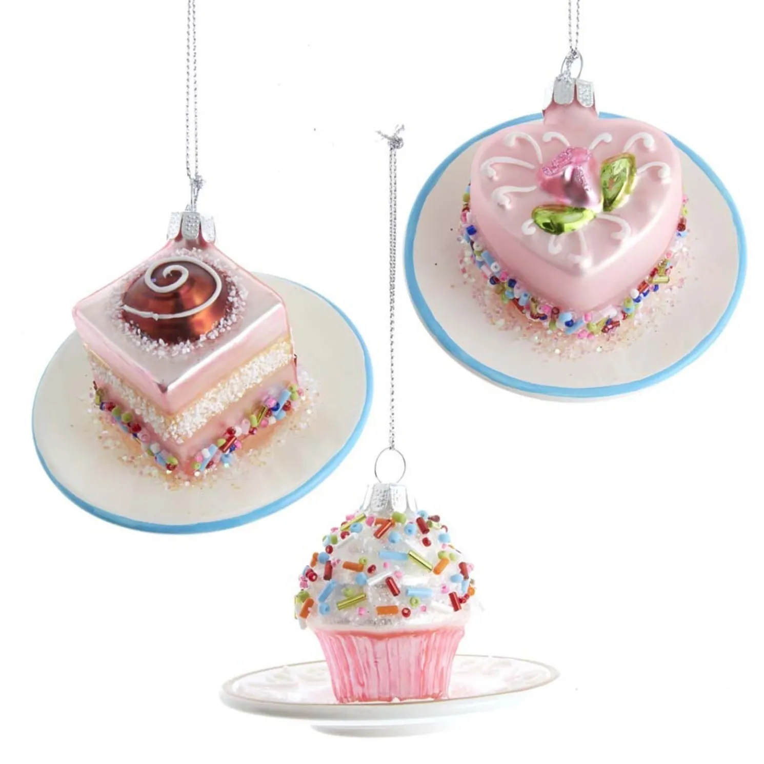 3.25" Pink Miniature Cake Glass Christmas Ornament C6374