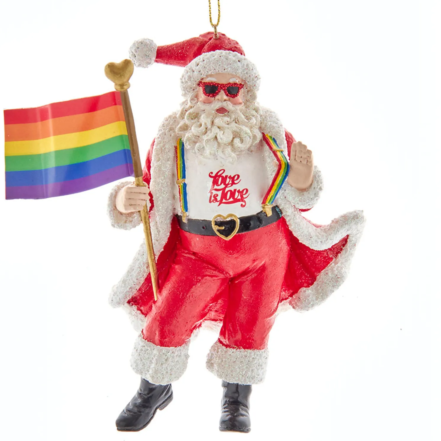 5" Rainbow Pride Santa Christmas Ornament E0755