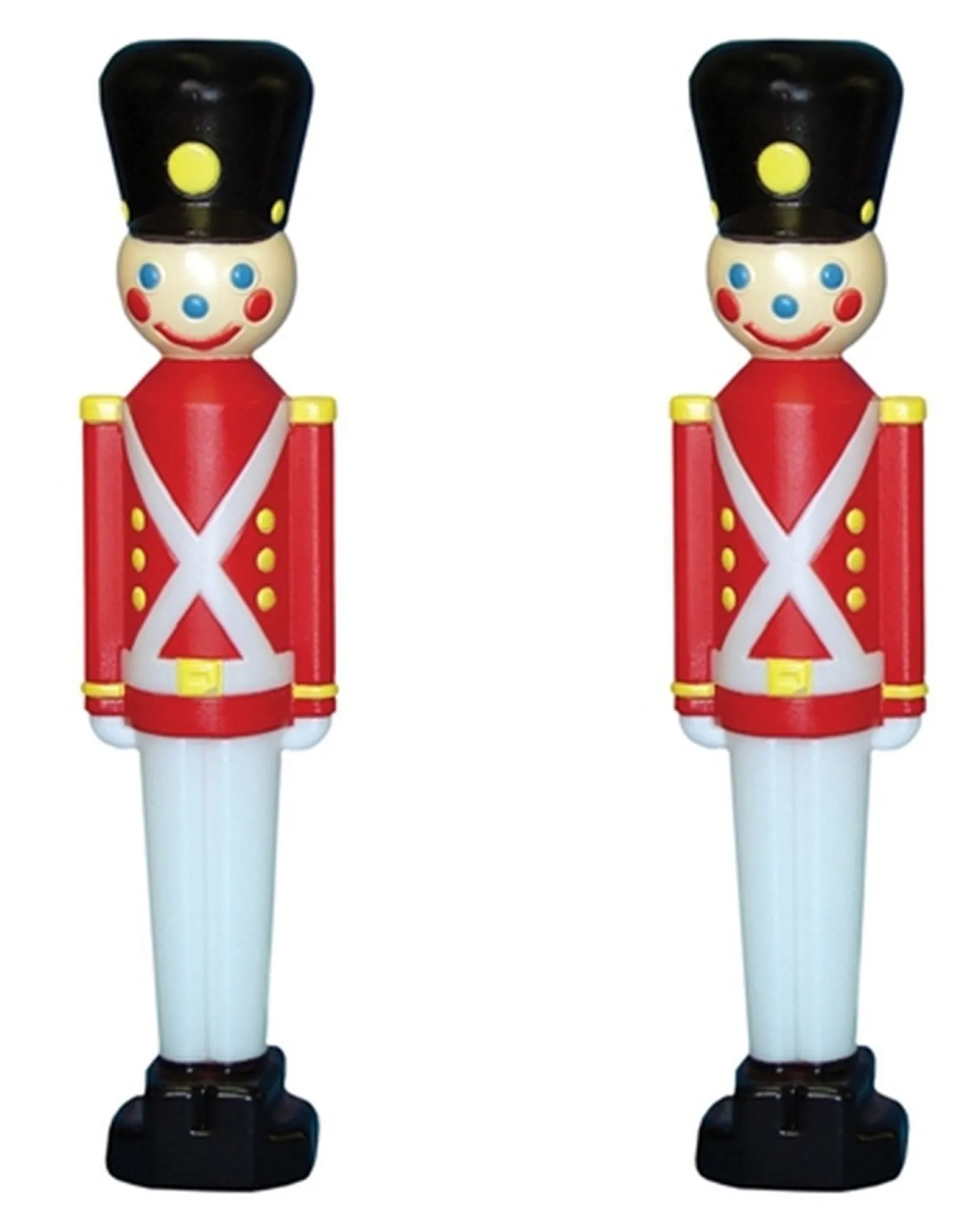 31" Toy Soldier with Black Hat Plastic Blow Mold Outdoor Set of 2 Christmas Decoration 76440