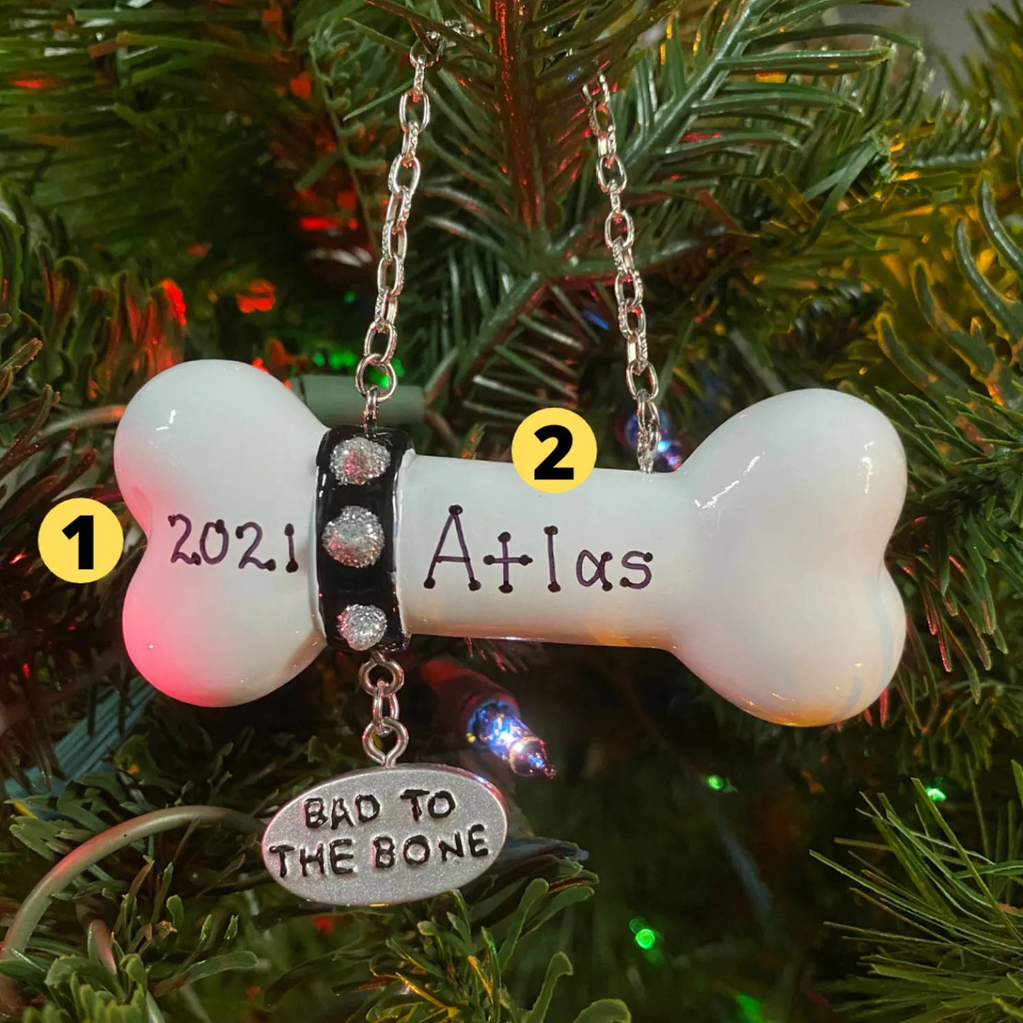 Bad to the Bone Dog Personalized Christmas Ornament OR1336-B