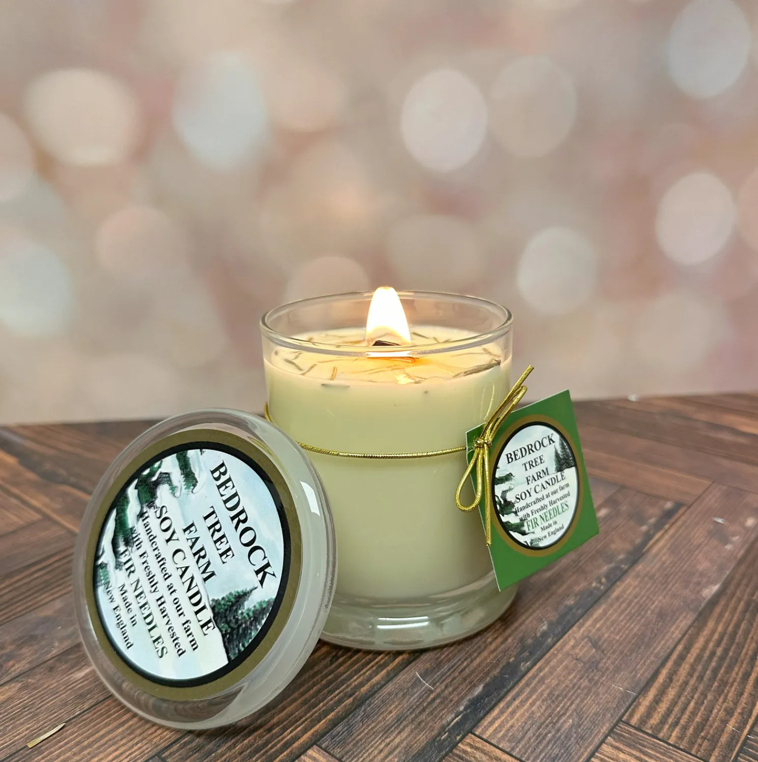 Bedrock Tree Farm Fir Needle Scented Libbey Status Wood Wick 12 oz Soy Candle LSJ12