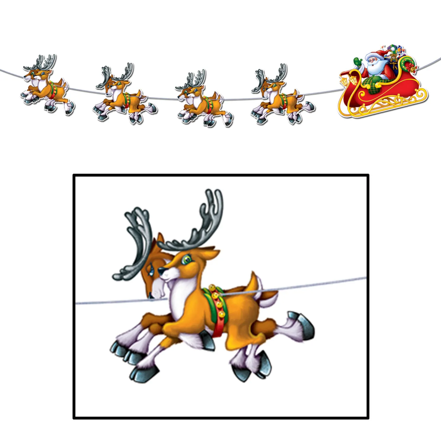 Beistle Santa & Sleigh Streamer 8' Christmas Garland 22224