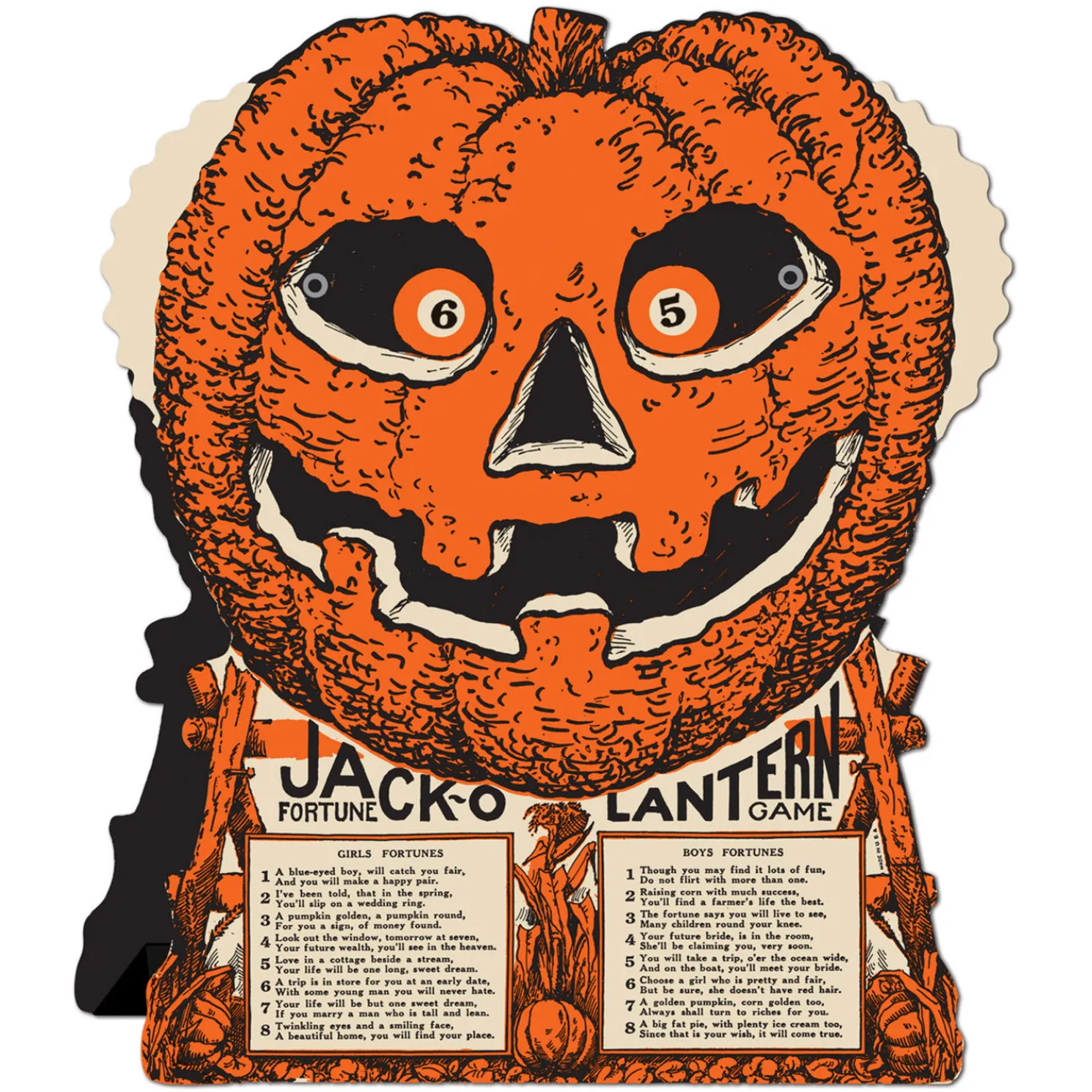 Beistle Vintage 9" Jack O Lantern Fortune Wheel Game Halloween Decoration 01551