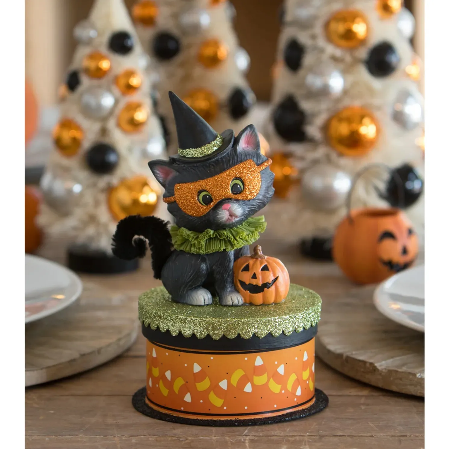 Bethany Lowe 8" Halloween Kitty Binks on Box Vintage Halloween Decoration TL3355