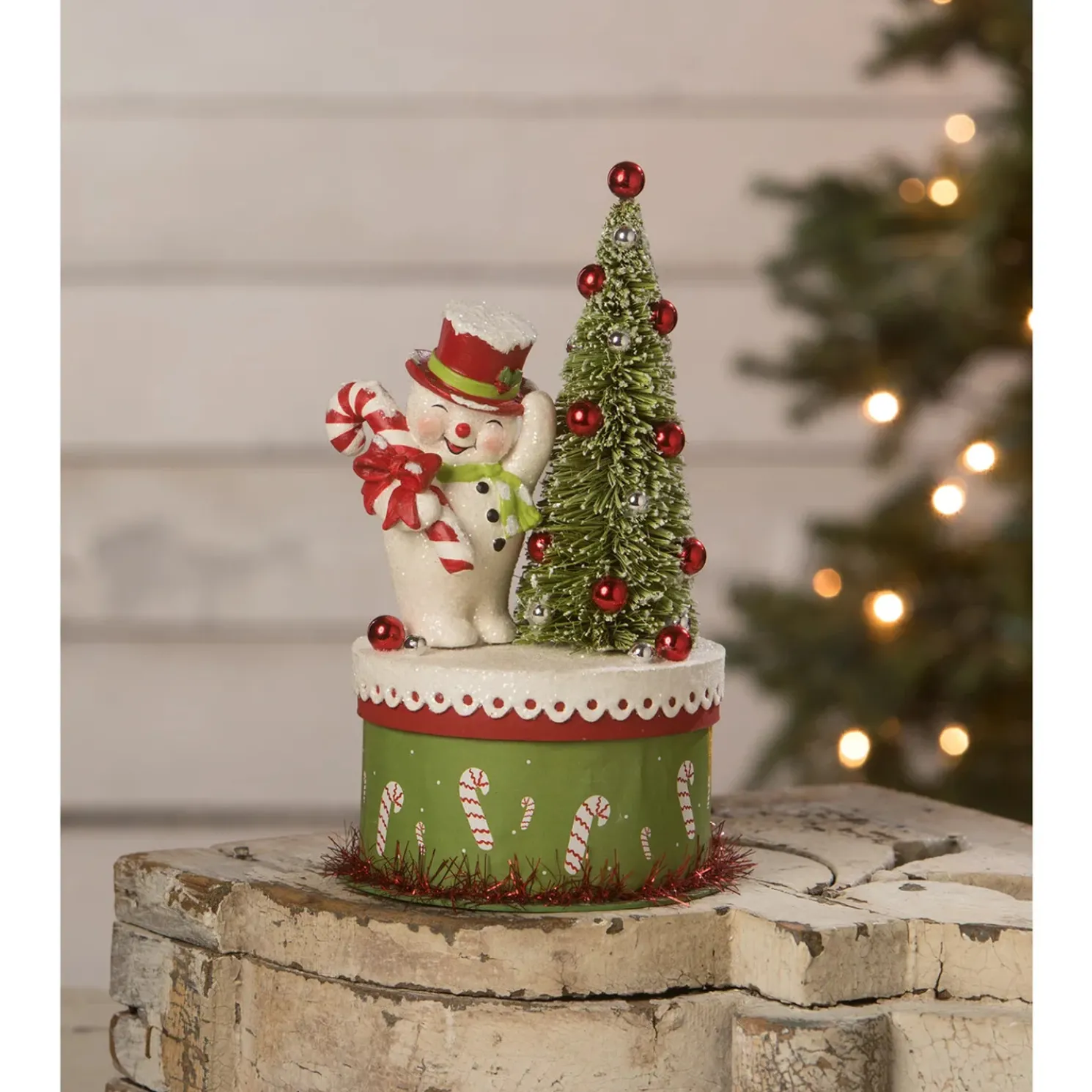 Bethany Lowe 9" Happy Snowman on Box Christmas Decoration TL2361