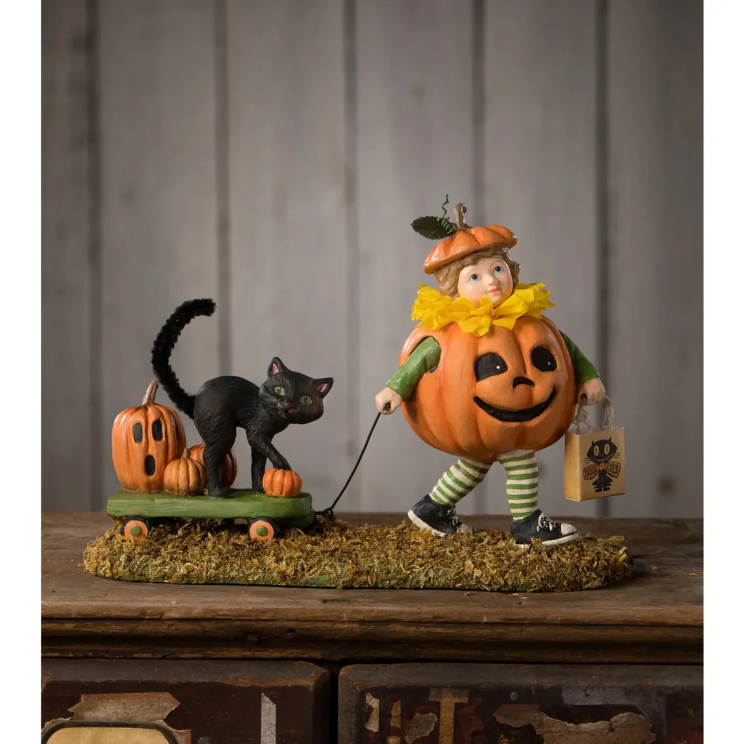 Bethany Lowe 7.5" Pumpkin Paige with Wagon Halloween Figure TD3152