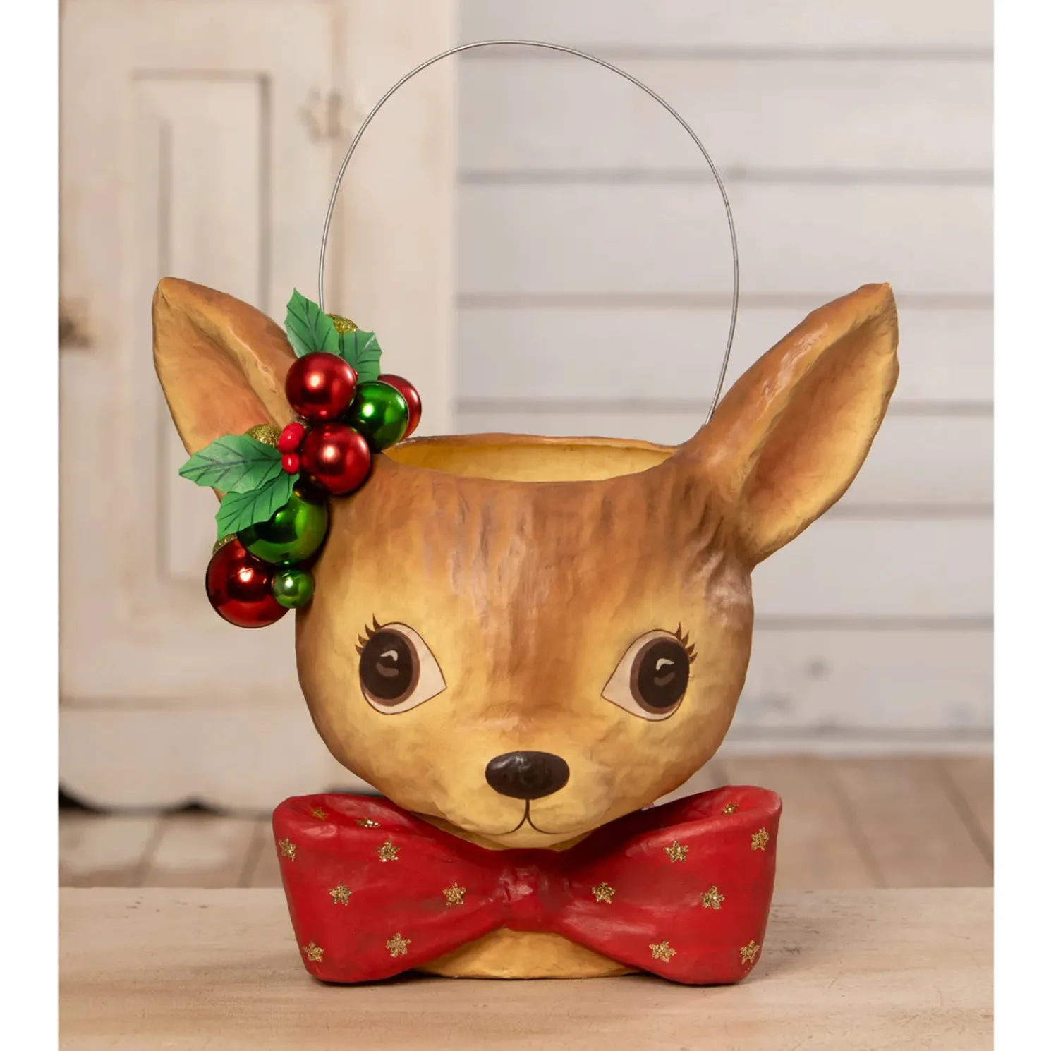Bethany Lowe Fawnie Bucket Small or Large Christmas Decoration