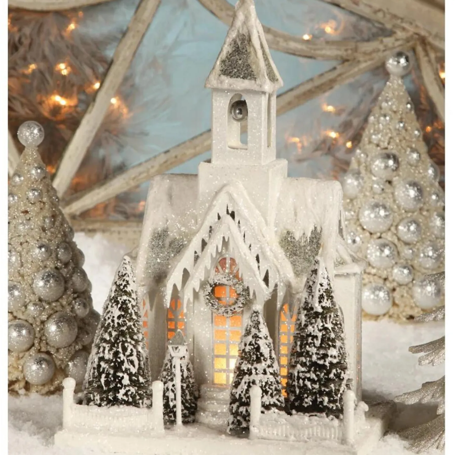 Bethany Lowe Large Ivory Church Christmas Decoration LG1776