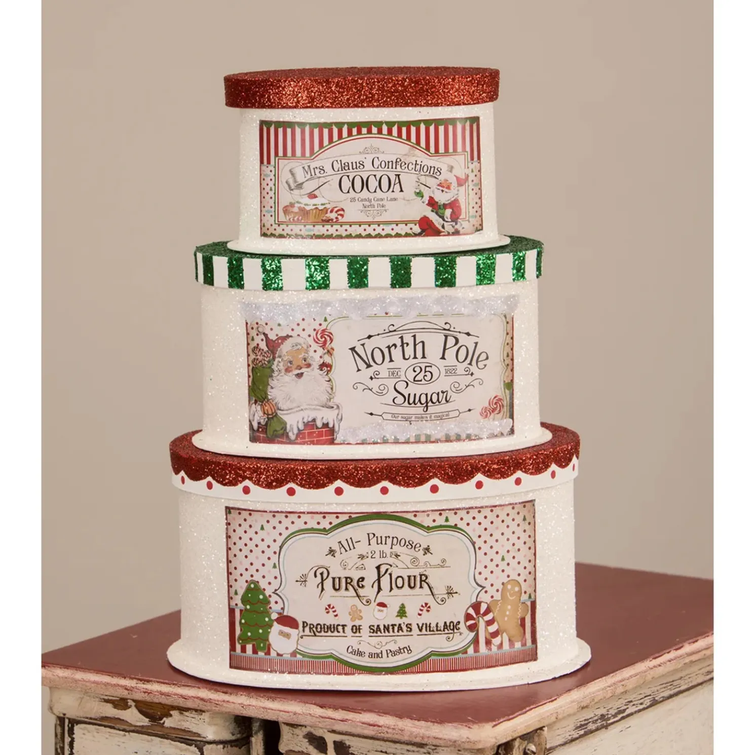 Bethany Lowe Set of 3 Sweet Tidings Christmas Nesting Boxes TL1361