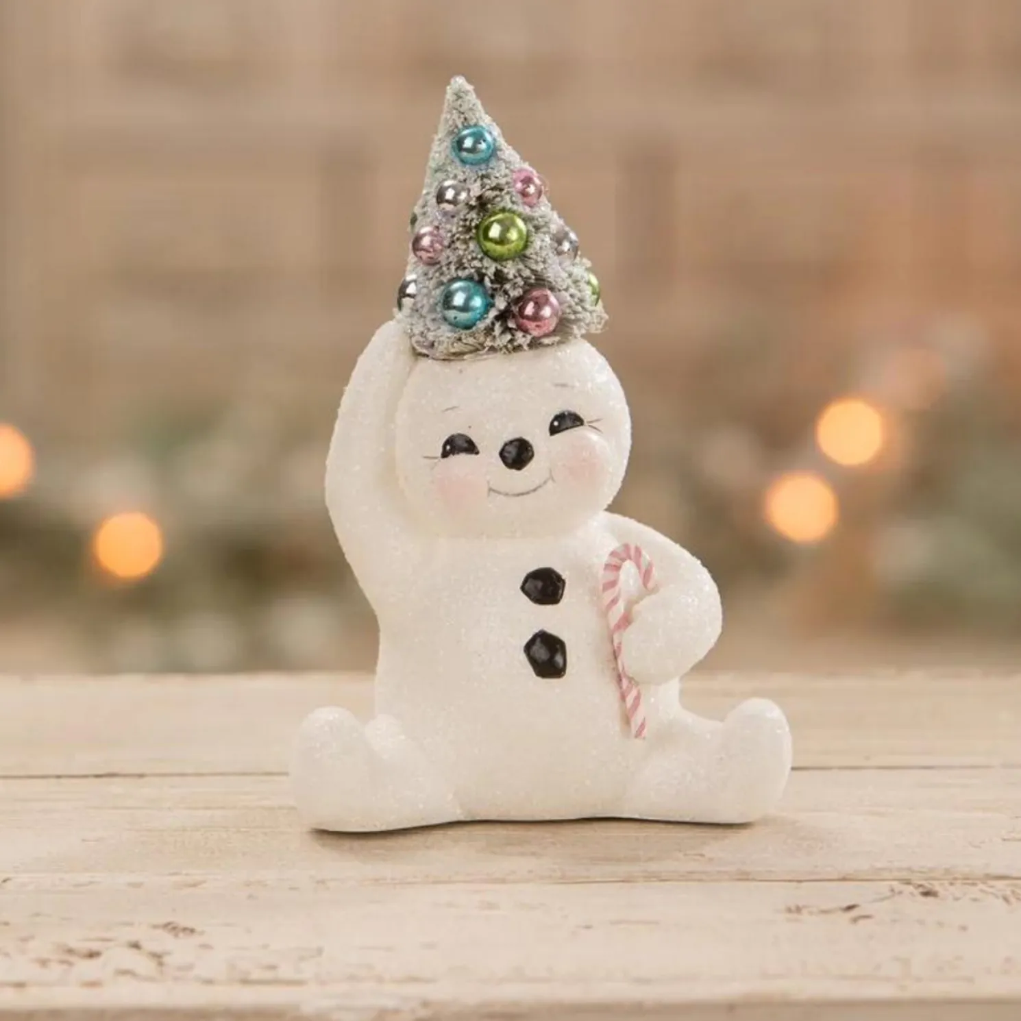 Bethany Lowe Set of 2 Pastel Snowmen Christmas Figures