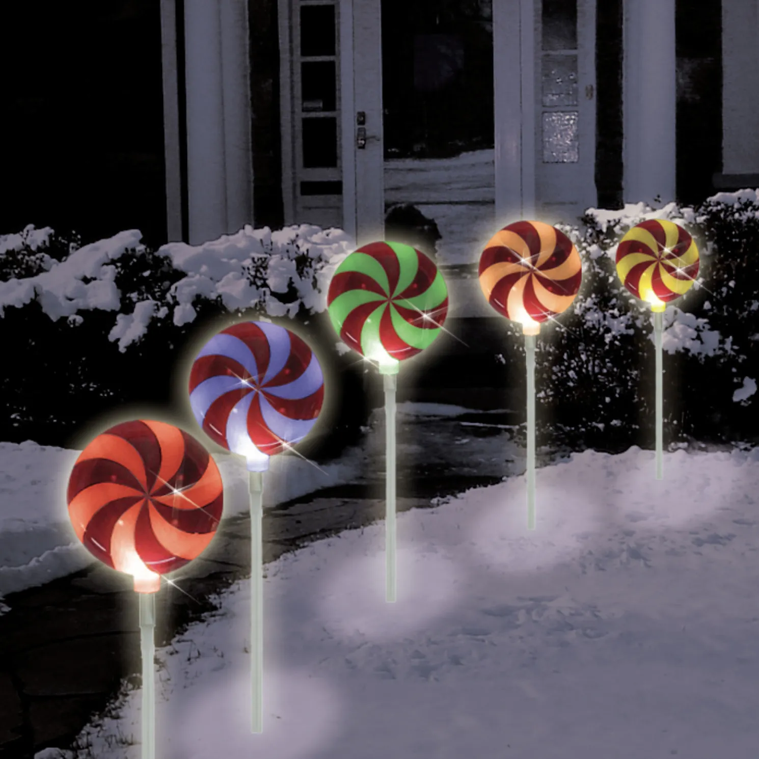 Brite Star 5 Count LED Lighted Color Changing Candy Pathway Markers Outdoor Christmas Decor 48-833-00