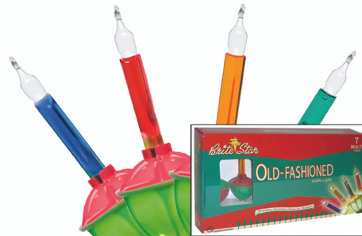 Brite Star 7 Count Old Fashioned Red and Green Base Multicolor Bubble Light Strand 37-522-00