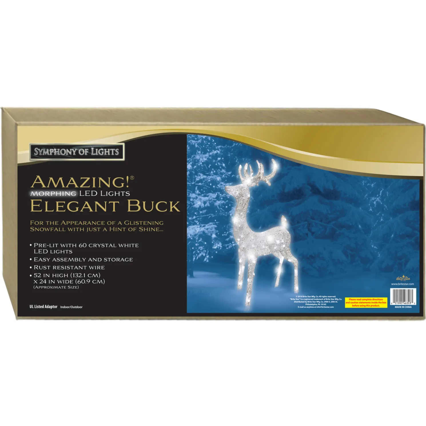 Brite Star 52" Elegant Morphing Deer Outdoor Christmas Decoration 46-353-00