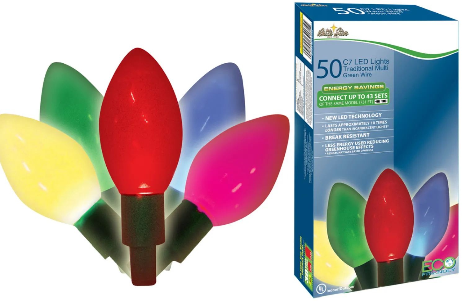 Brite Star 50 Multicolor LED C7 Christmas Light Strand 39-177-00