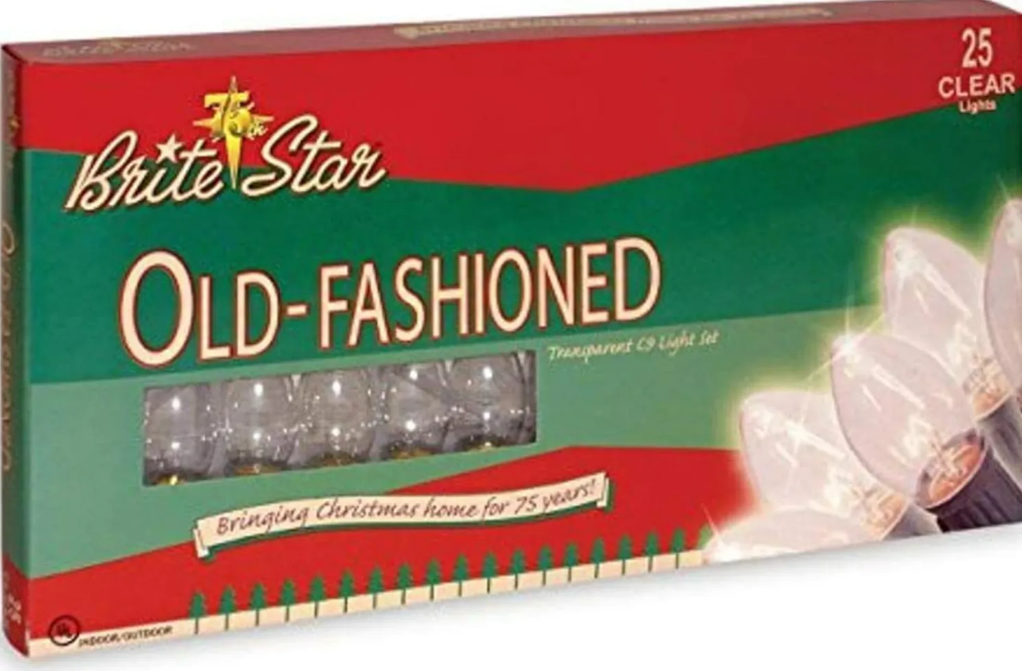 Brite Star 25 Vintage Inspired Clear Ceramic C9 Christmas Lights 37-865-00
