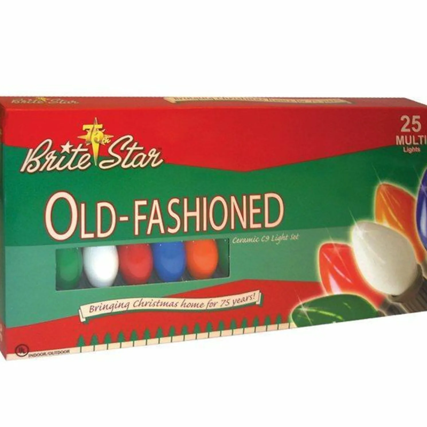 Brite Star 25 Vintage Inspired Multi color Ceramic C9 Christmas Lights 37-860-00