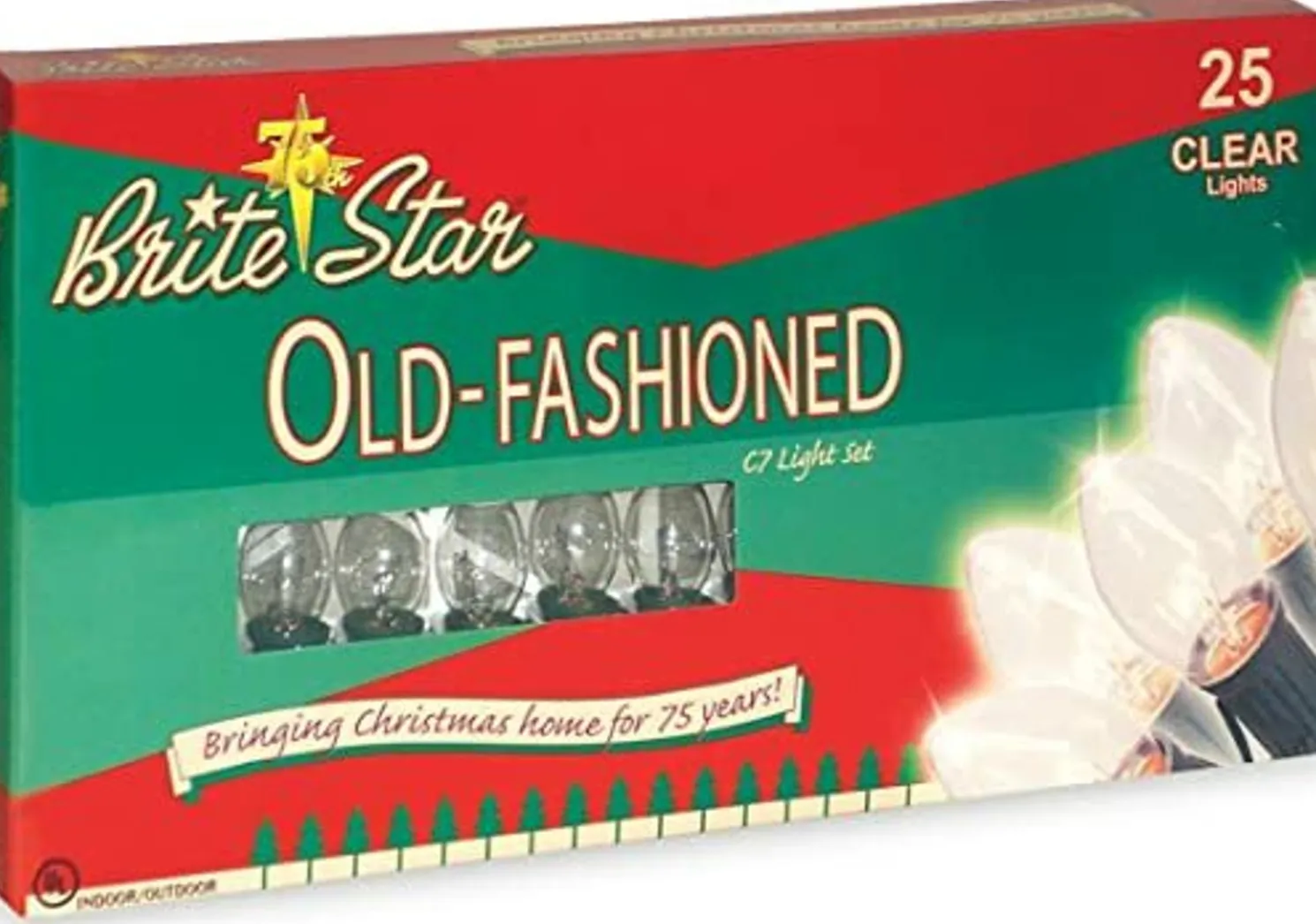 Brite Star 25 Vintage Inspired Clear Ceramic C7 Christmas Lights 37-835-00