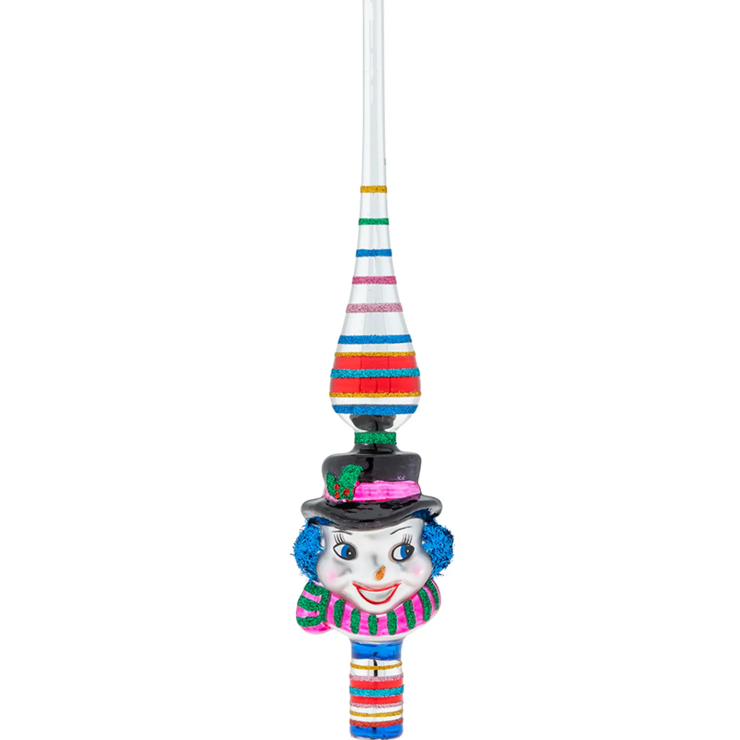 Christopher Radko Shiny Brite Confetti 11.5" Glass Snowman Finial Christmas Tree Topper 4028020