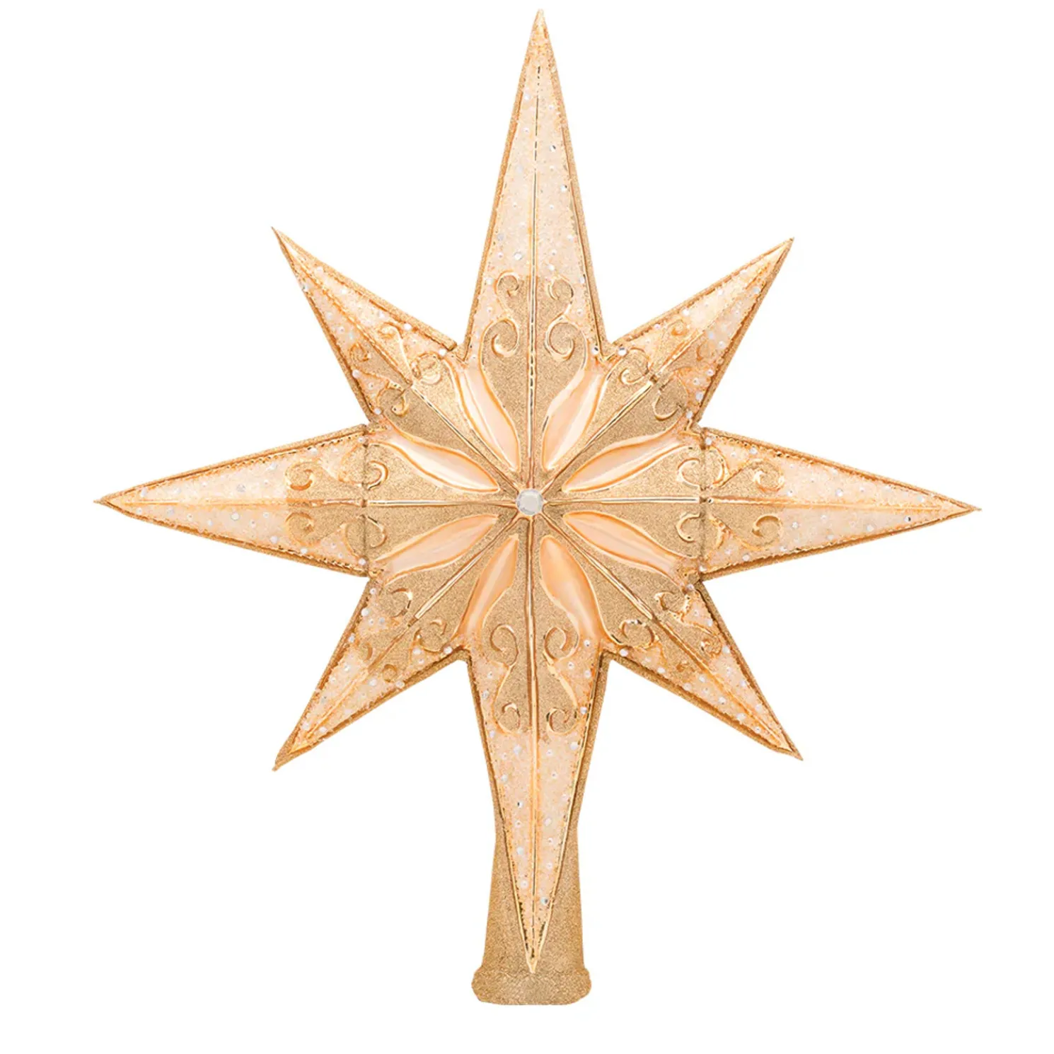 Christopher Radko Champagne Stellar Star Glass Christmas Tree Topper 1017544