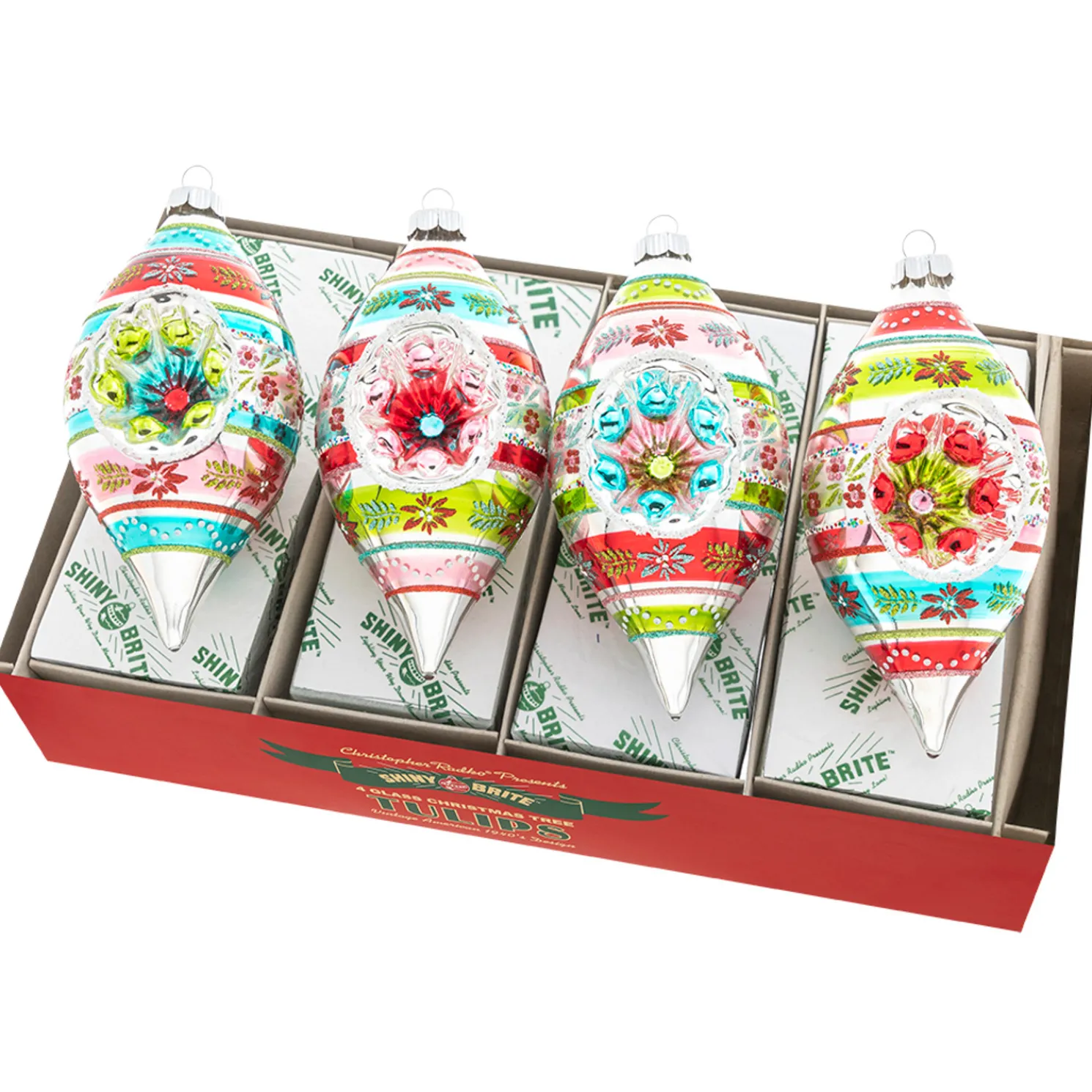 Christopher Radko Shiny Brite Festive Fete 4 Count 7" Reflector Tulips 4028041