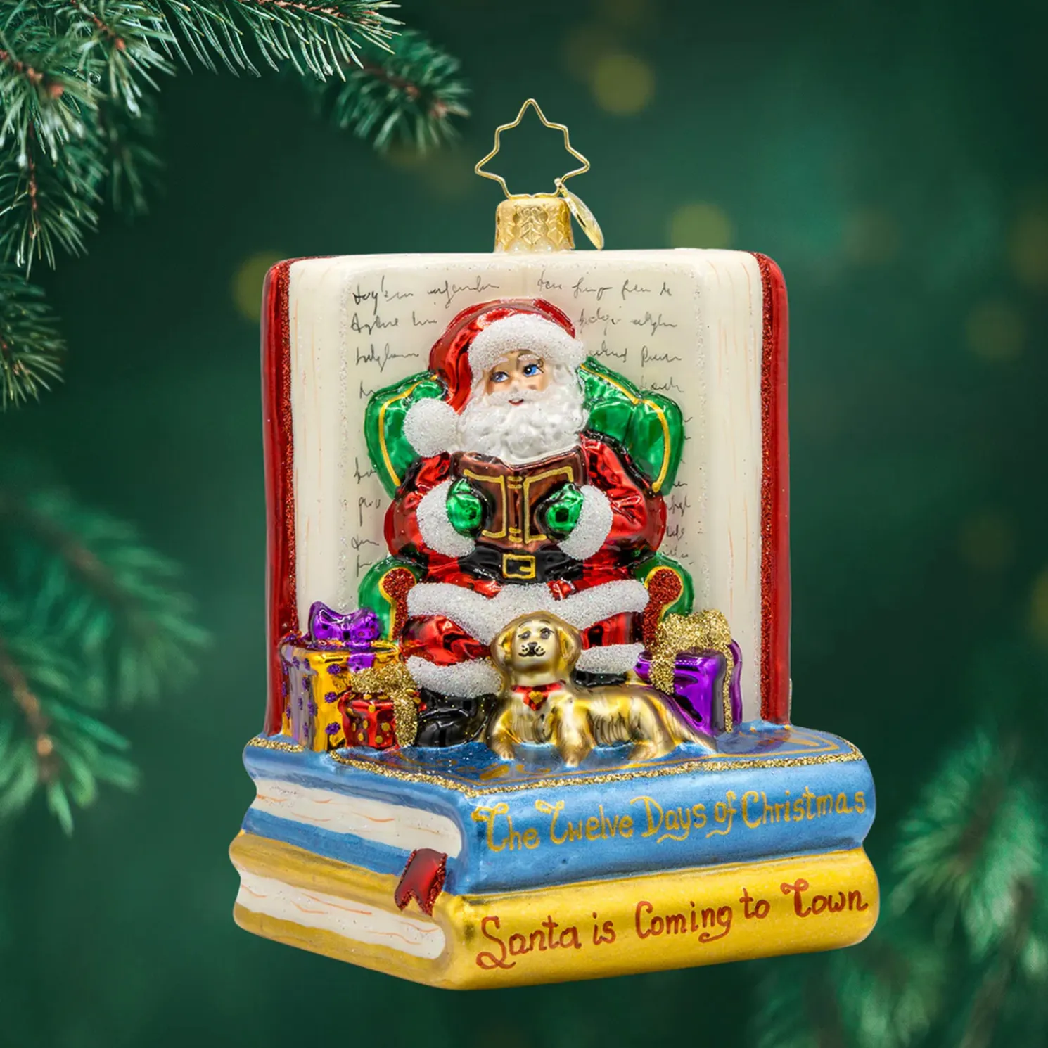 Christopher Radko Santa's Book Nook Glass Christmas Ornament 1021852