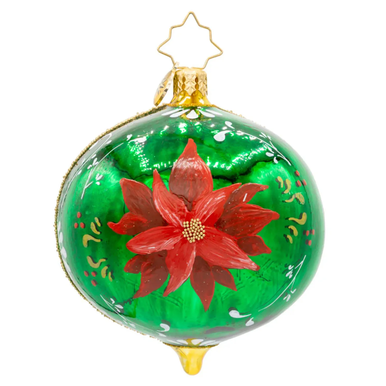 Christopher Radko Fantasia Poinsettia Reflections Glass Christmas Ornament 1022122