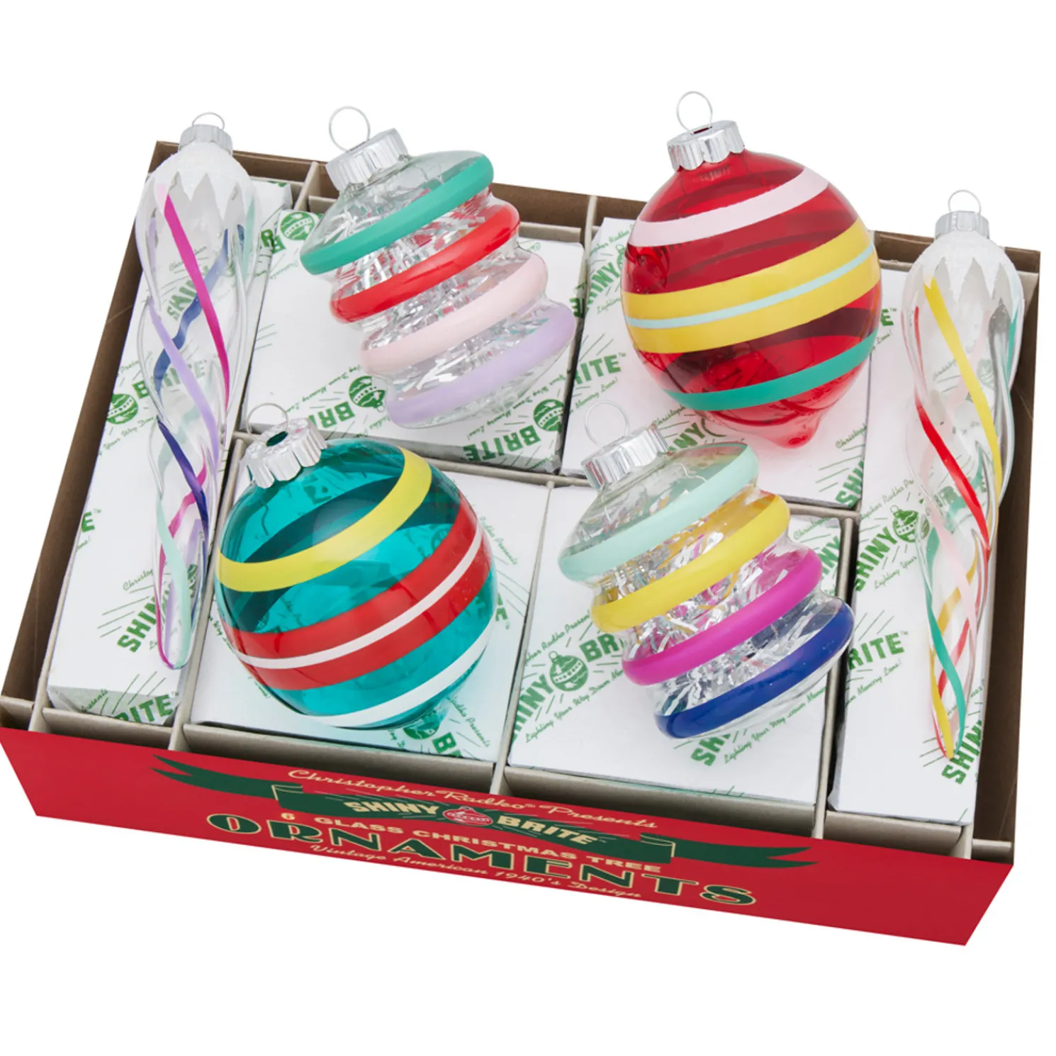 Christopher Radko Shiny Brite Vivid Vintage Mixed Shape Christmas Ornaments 4028255
