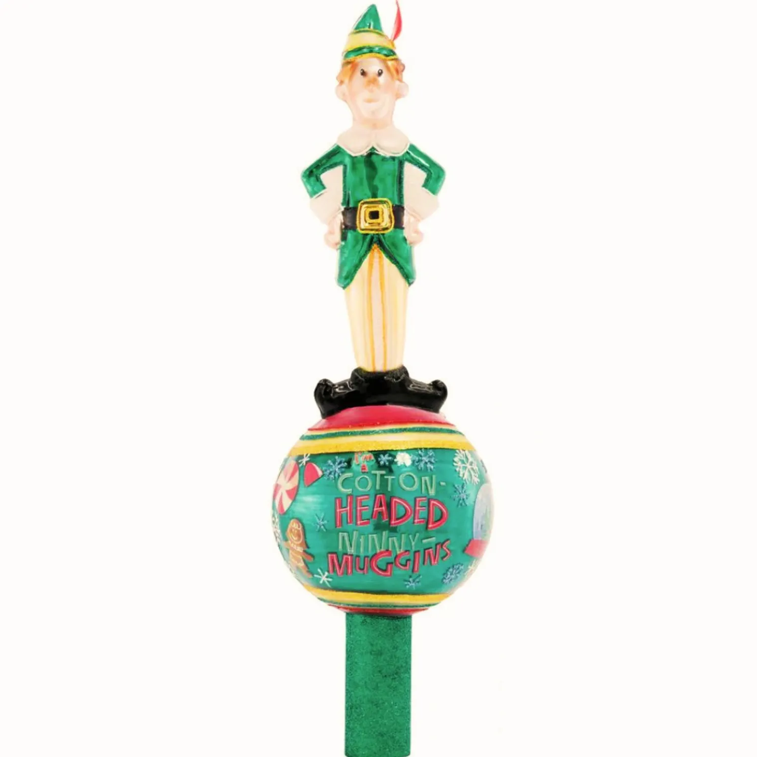 Christopher Radko Merry Muggins Buddy the Elf Glass Christmas Tree Topper 1021686