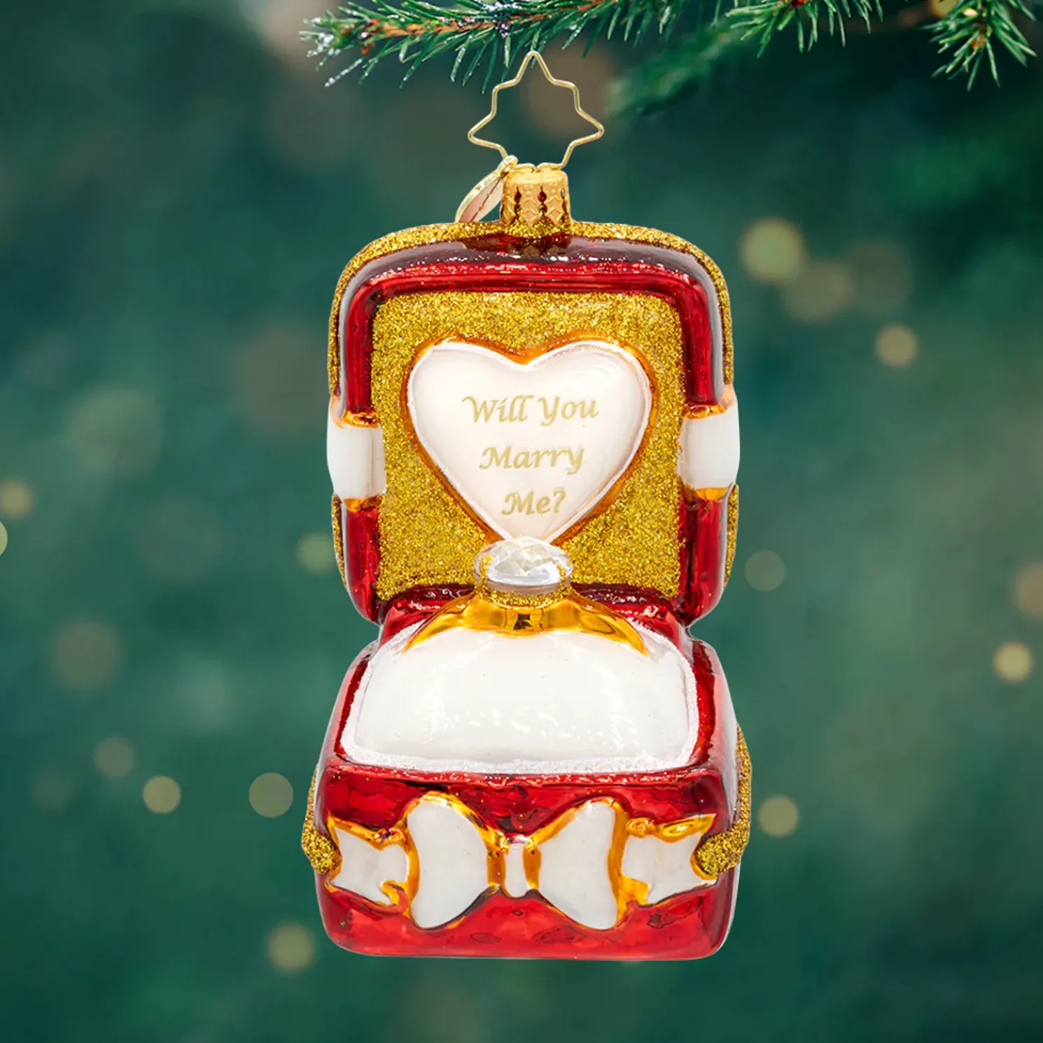 Christopher Radko Love's Sparkling Promise Glass Christmas Ornament 1022136