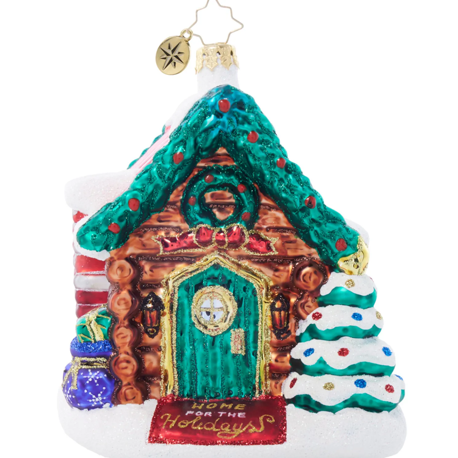 Christopher Radko Hidden Woods Hideaway Log Cabin Glass Christmas Ornament 1022049