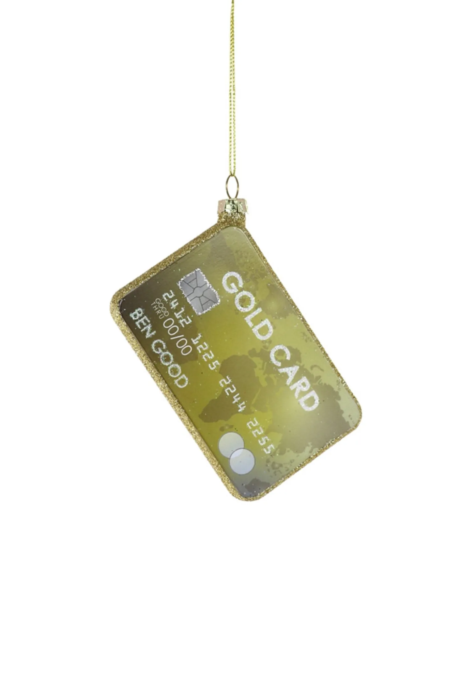 Cody Foster 3.75" Gold Card Glass Christmas Ornament GO-9921