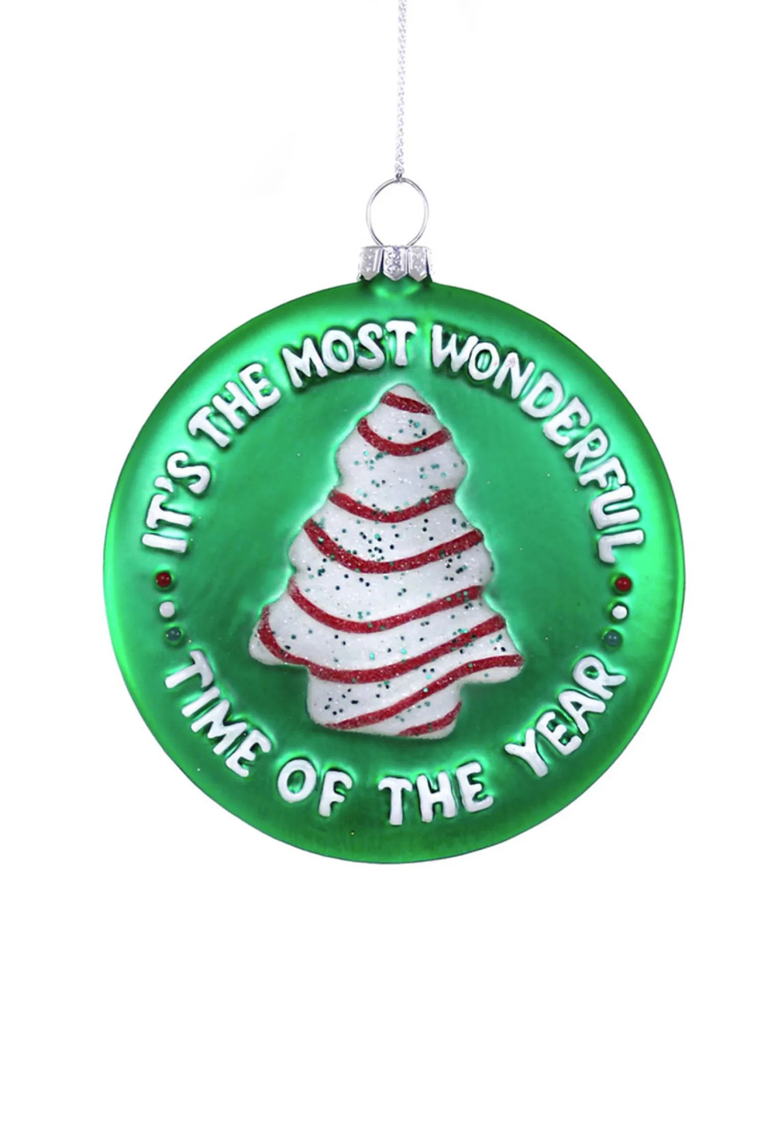 Cody Foster 4" It's The Best Time Of The Year Cake Glass Christmas Ornament GL-1026