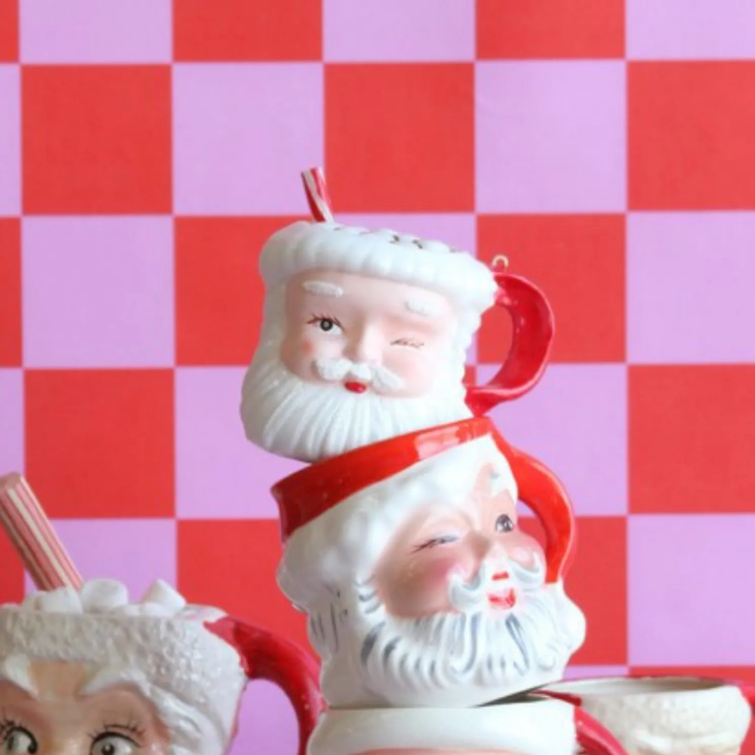 Cody Foster 3.5" Vintage Santa Mug Glass Christmas Ornament GO-9534