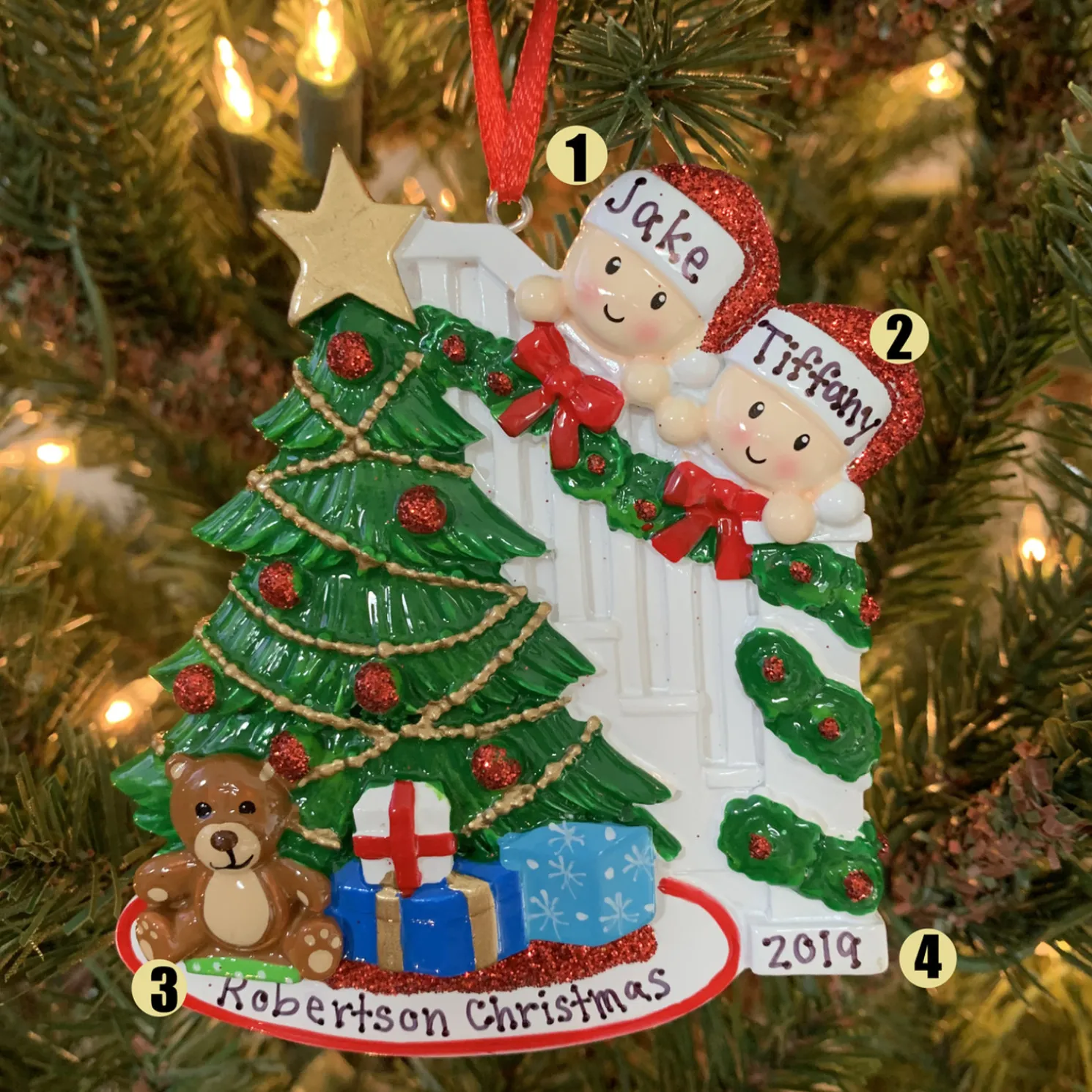 Couple Around the Christmas Tree Personalized Ornament OR1789-2