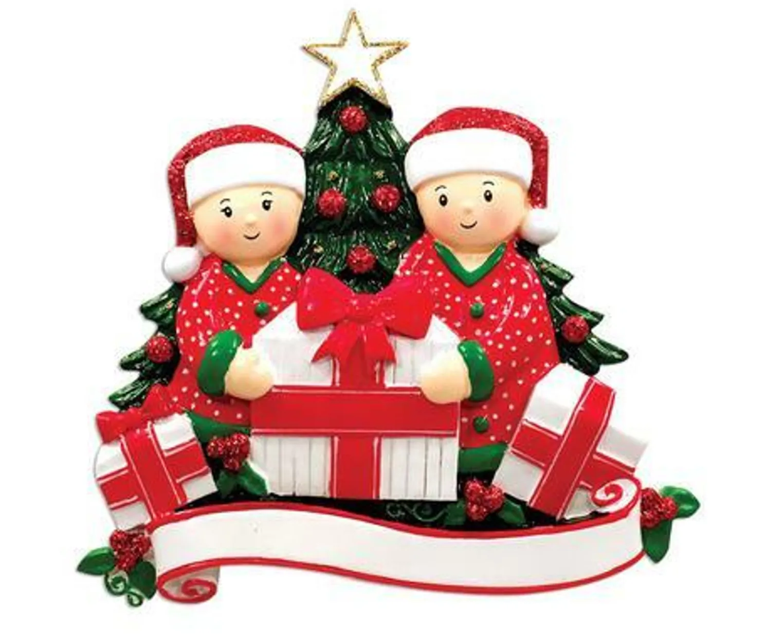 Couple Opening Presents Personalized Christmas Ornament OR1523-2