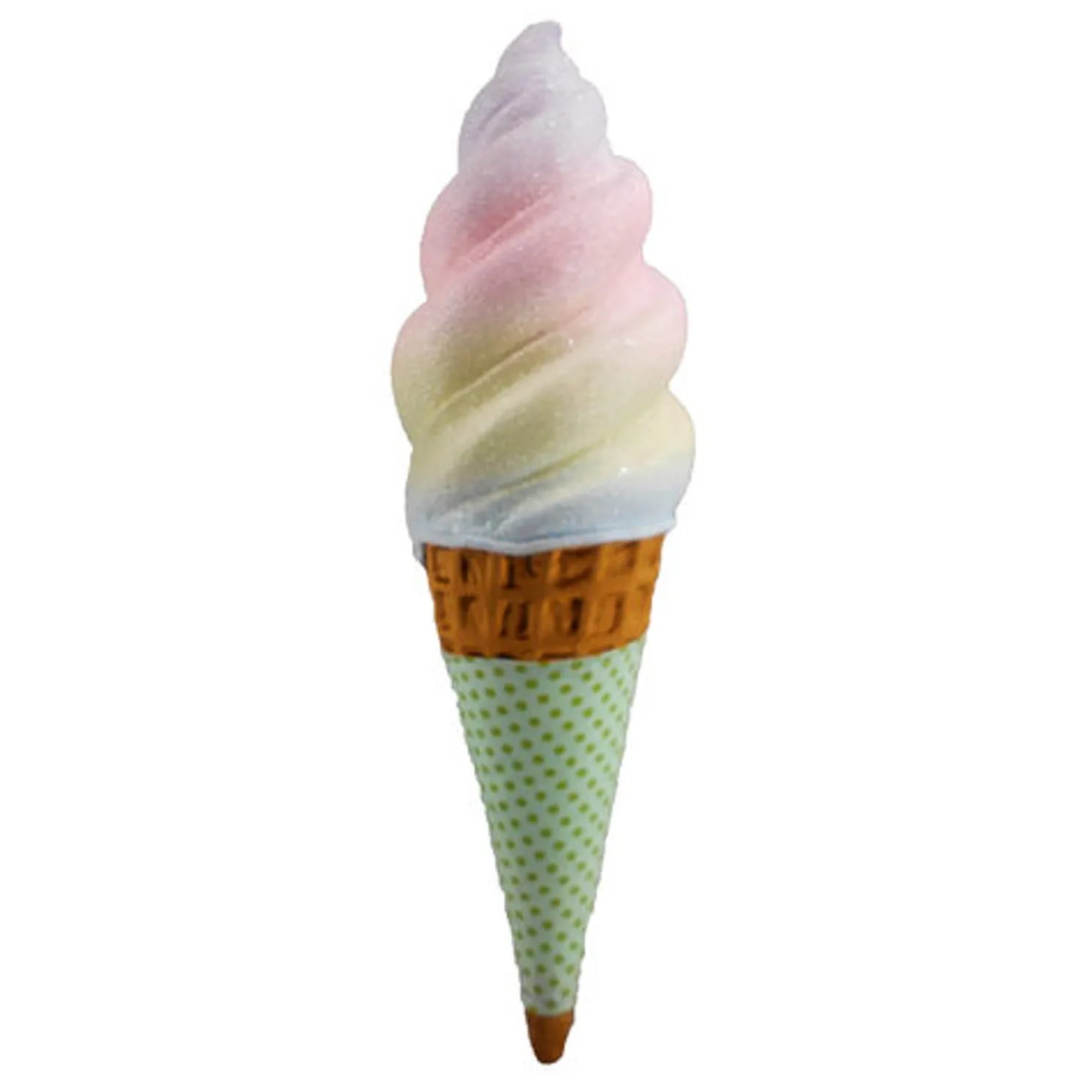 December 29.5" Large Rainbow Swirl Ice Cream Cone with Green Sleeve 08-08730