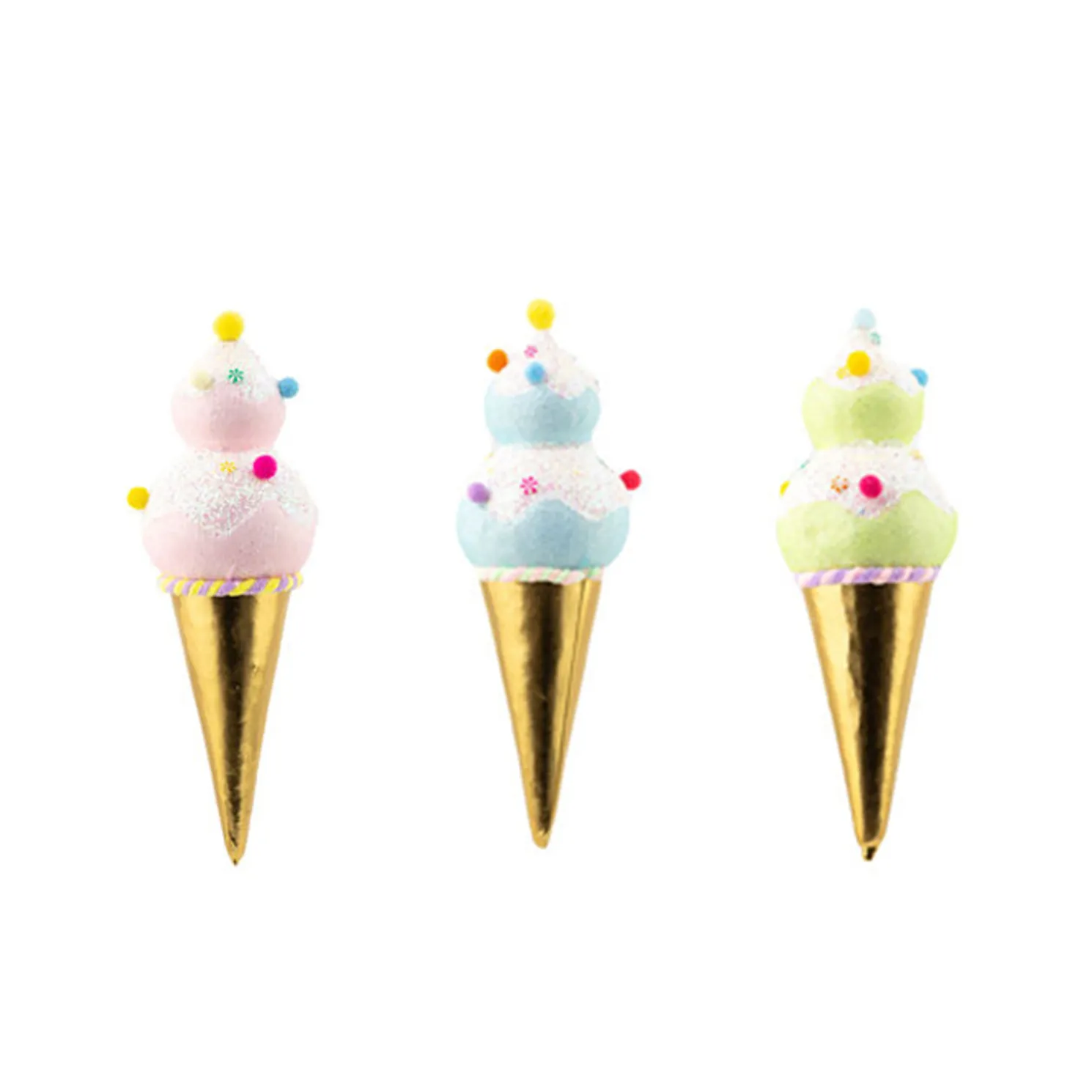 December Diamonds 15" Large Double Scoop Ice Cream Cone Christmas Ornament