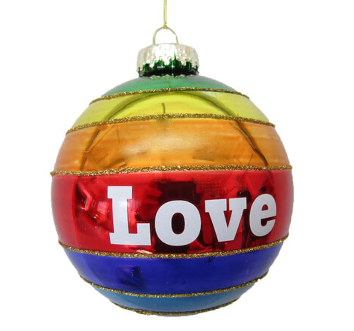 December Diamonds 4" Rainbow LOVE Glass Christmas Ornament 79-81111