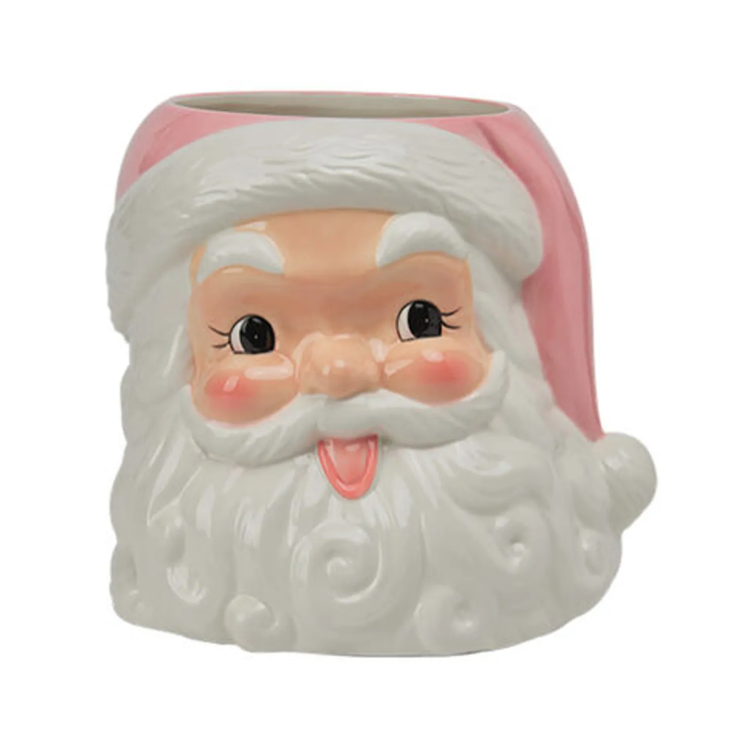 December Diamonds Pink Santa Planter Head Christmas Decoration 29-29743